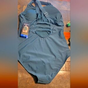 Eddie Bauer Women's Multi-Strap One-Piece with‎ UV Protection Swimsuit, Green, L